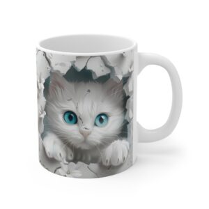 Falból kitörő cuki cicás bögre