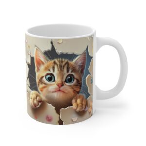 Falból kitörő cuki cicás bögre