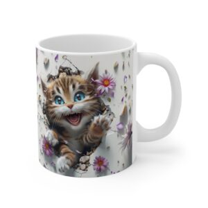 Falból kitörő cuki cicás bögre