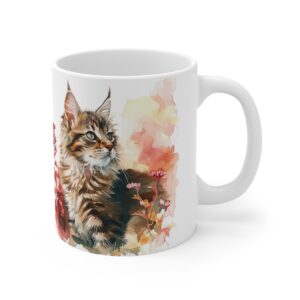 Vadvirágos Maine Coon macskás bögre