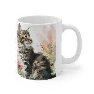 Vadvirágos Maine Coon macskás bögre