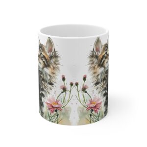 Vadvirágos Maine Coon macskás bögre